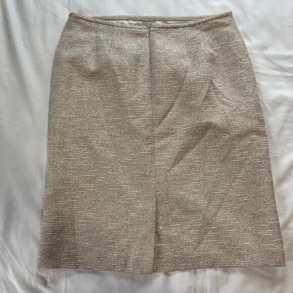 Preston & York Cream Gold Shimmer High Waist Pencil Skirt | Size 10 - Picture 5 of 7